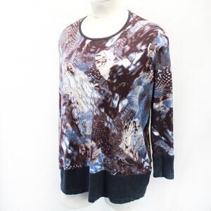 Kira Kim Rogers Plus Sweater Pullover Top Rayon Blend Abstract Print Casual 2X